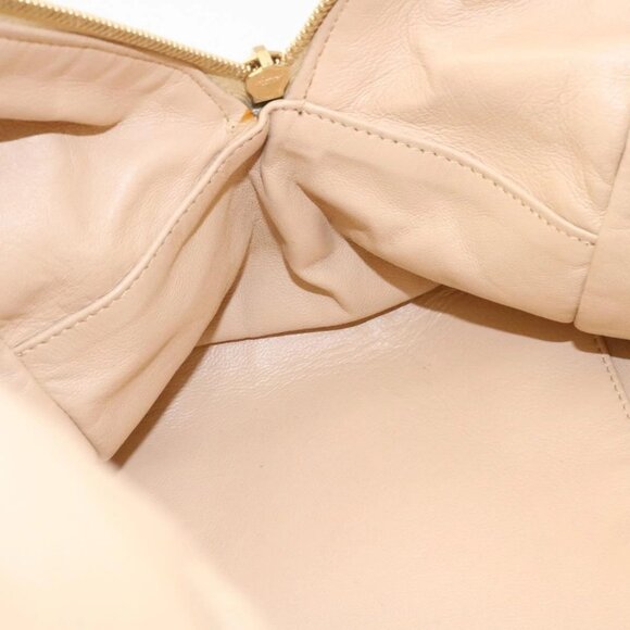 CHANEL Grained Calf Skin Tote Bag Leather White CC Auth 28380A - Picture 12 of 16